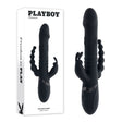 Playboy Pleasure BIG BUNNY ENERGY - Black 26.2 cm USB Rechargeable Rabbit Vibrator with Anal Beads - Naughty by Nature Adult Store