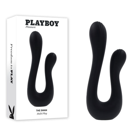 Playboy Pleasure THE SWAN - Black USB Rechargeable Dual Ended Vibrator - Naughty by Nature Adult Store