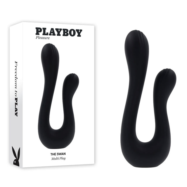 Playboy Pleasure THE SWAN - Black USB Rechargeable Dual Ended Vibrator - Naughty by Nature Adult Store