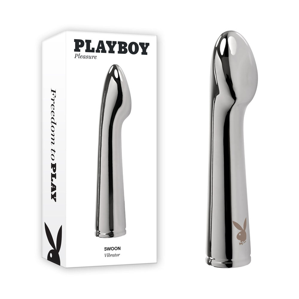 Playboy Pleasure SWOON - Chrome 14 cm USB Rechargeable Vibrator - Naughty by Nature Adult Store