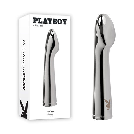 Playboy Pleasure SWOON - Chrome 14 cm USB Rechargeable Vibrator - Naughty by Nature Adult Store