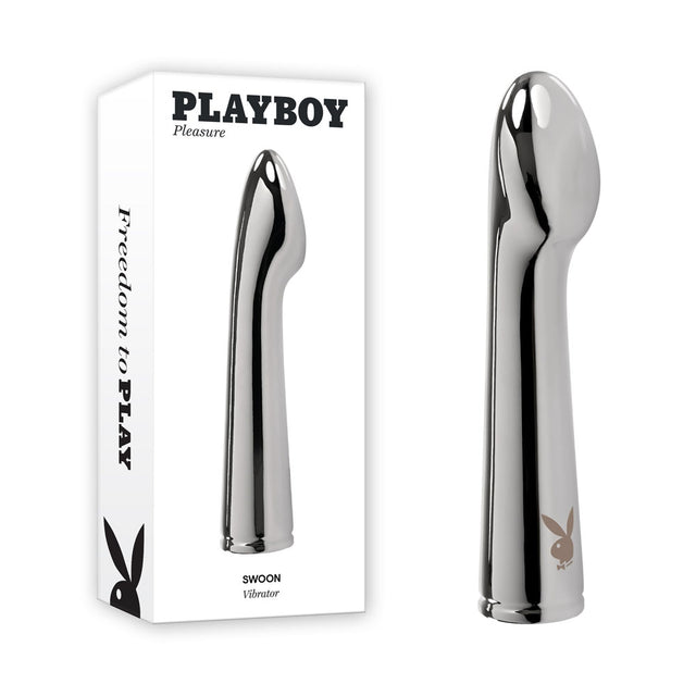 Playboy Pleasure SWOON - Chrome 14 cm USB Rechargeable Vibrator - Naughty by Nature Adult Store