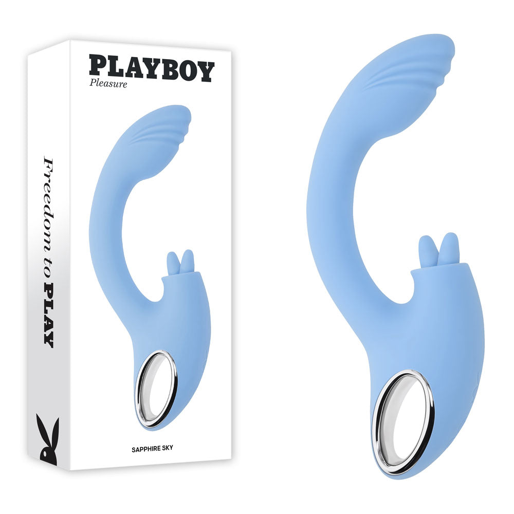 Playboy Pleasure SAPPHIRE SKY Vibrator with Double Tongue Stimulator