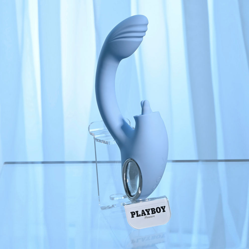Playboy Pleasure SAPPHIRE SKY Vibrator with Double Tongue Stimulator