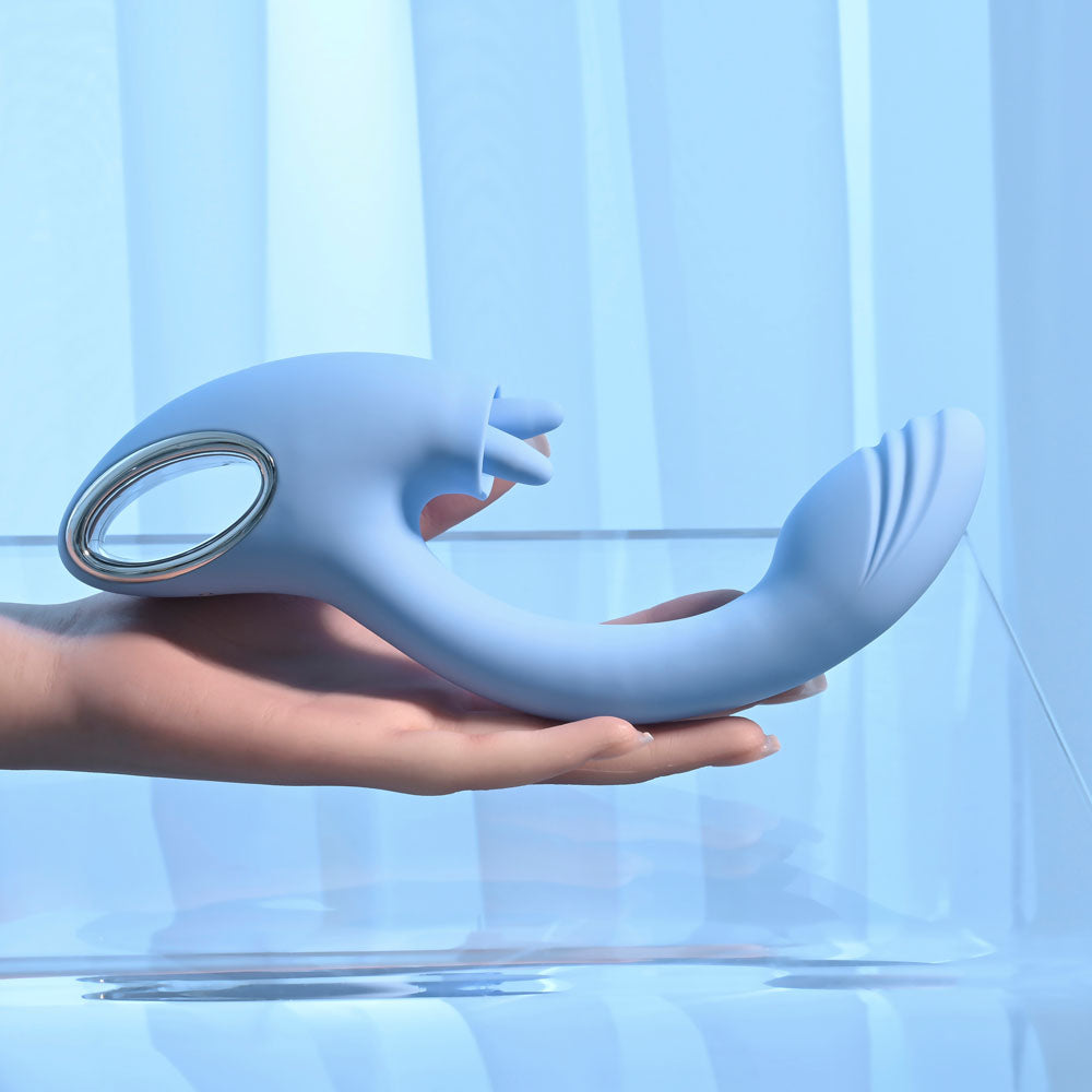 Playboy Pleasure SAPPHIRE SKY Vibrator with Double Tongue Stimulator