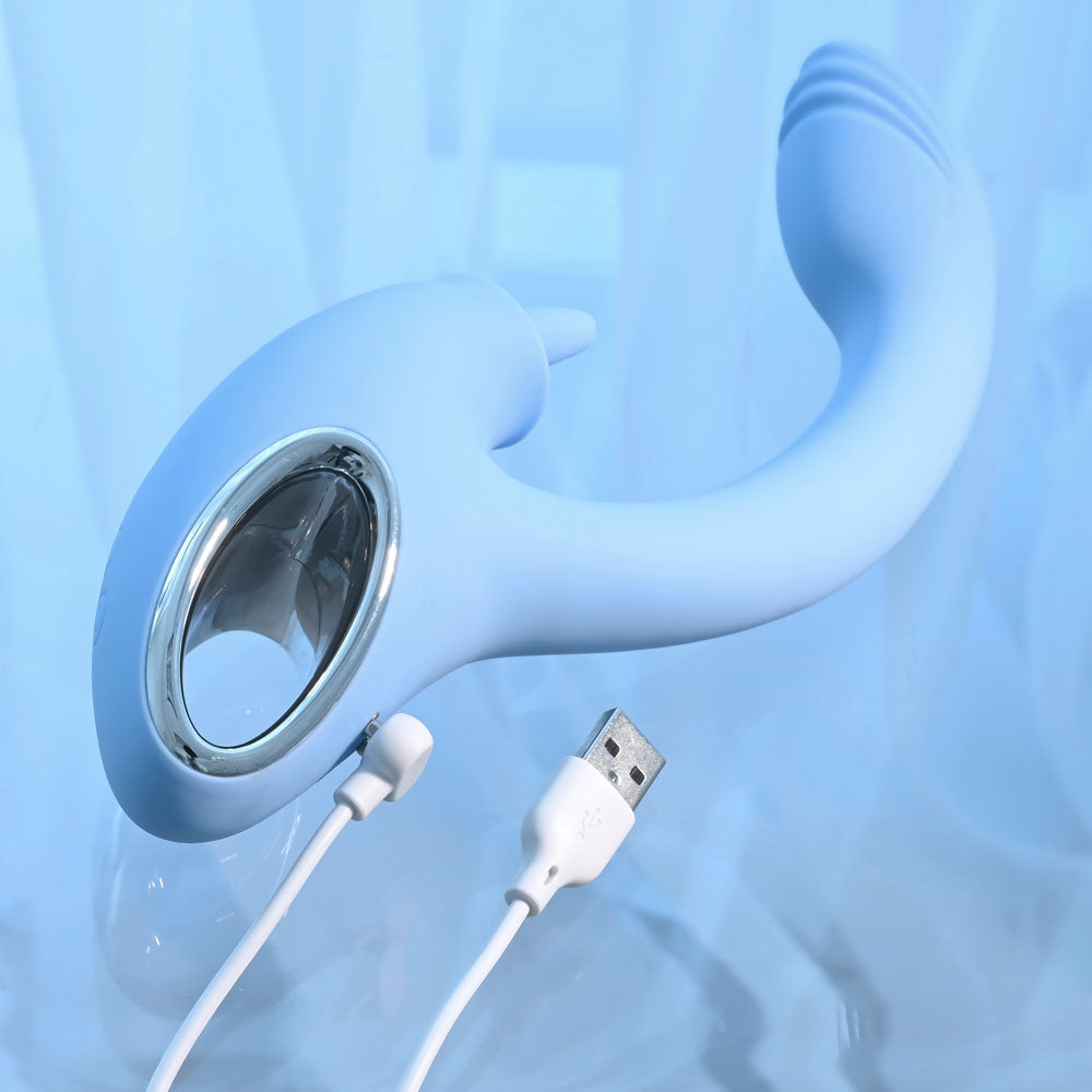 Playboy Pleasure SAPPHIRE SKY Vibrator with Double Tongue Stimulator
