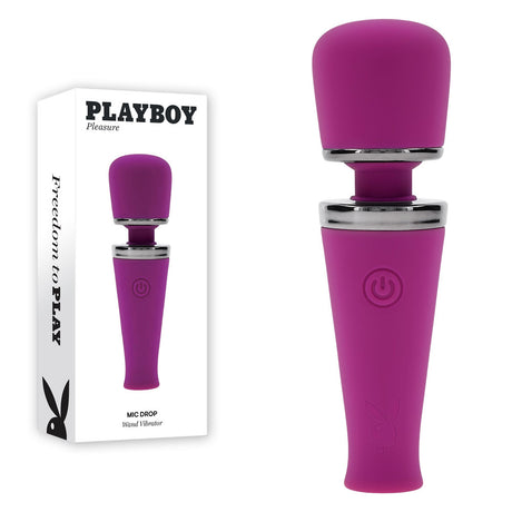 Playboy Pleasure MIC DROP - Purple 11.4 cm USB Rechargeable Vibrating Mini Massage Wand - Naughty by Nature Adult Store