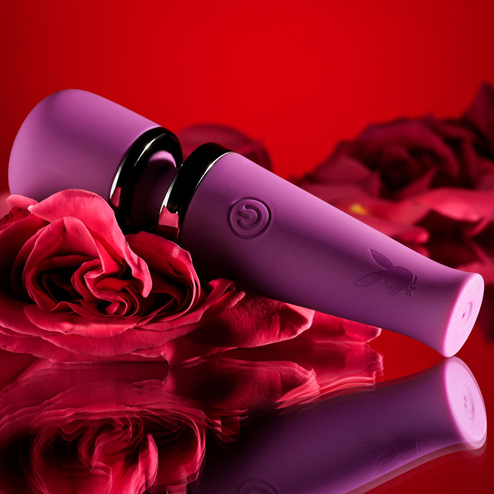 Playboy Pleasure MIC DROP - Purple 11.4 cm USB Rechargeable Vibrating Mini Massage Wand - Naughty by Nature Adult Store