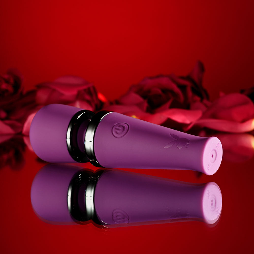 Playboy Pleasure MIC DROP - Purple 11.4 cm USB Rechargeable Vibrating Mini Massage Wand - Naughty by Nature Adult Store
