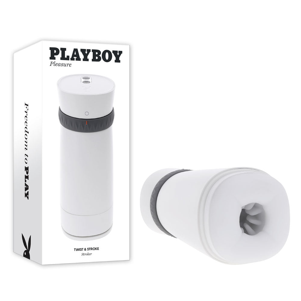 Playboy Pleasure TWIST & STROKE - White USB Rechargeable Heating Stroker with UV Cleaning - Naughty by Nature Adult Store
