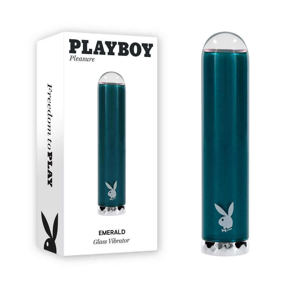 Playboy Pleasure EMERALD - USB Rechargeable Glass Tipped Bullet - Naughty by Nature Adult Store