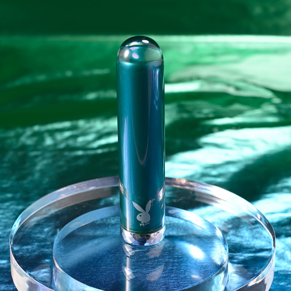 Playboy Pleasure EMERALD - USB Rechargeable Glass Tipped Bullet - Naughty by Nature Adult Store