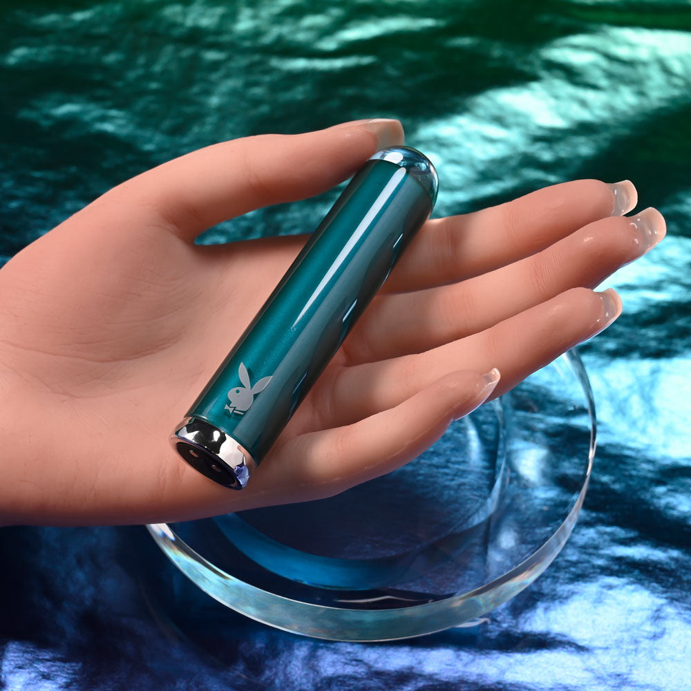 Playboy Pleasure EMERALD - USB Rechargeable Glass Tipped Bullet - Naughty by Nature Adult Store