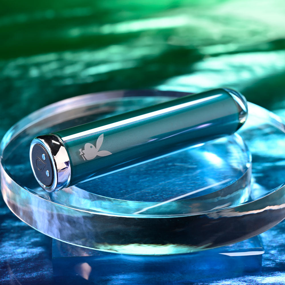 Playboy Pleasure EMERALD - USB Rechargeable Glass Tipped Bullet - Naughty by Nature Adult Store