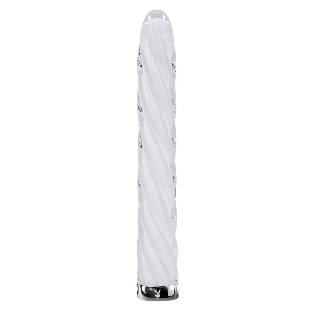 Playboy Pleasure IN A TWIST - White Glass Rechargeable Vibrator - Naughty by Nature Adult Store