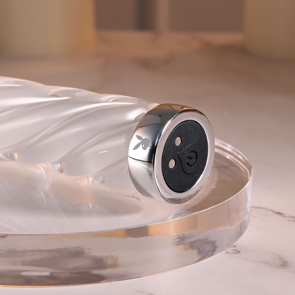 Playboy Pleasure IN A TWIST - White Glass Rechargeable Vibrator - Naughty by Nature Adult Store