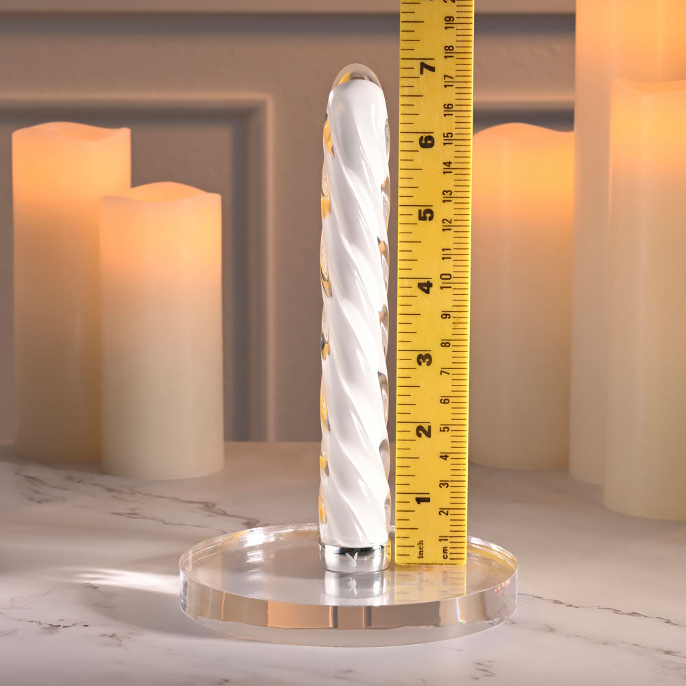 Playboy Pleasure IN A TWIST - White Glass Rechargeable Vibrator - Naughty by Nature Adult Store