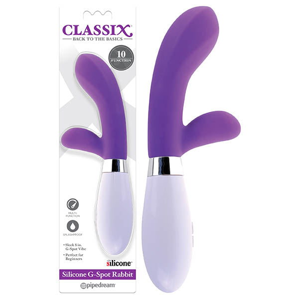 Classix Silicone G-Spot Rabbit - Purple 20.3 cm (8'') Rabbit Vibrator - Naughty by Nature Adult Store