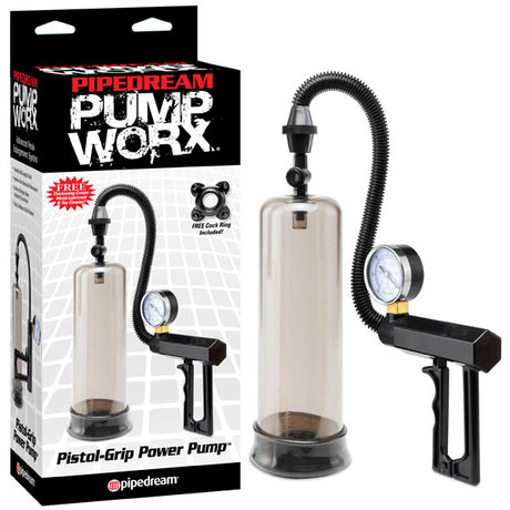 Pump Worx Pistol-Grip Power Pump - Black Penis Pump with Gauge - Naughty by Nature Adult Store