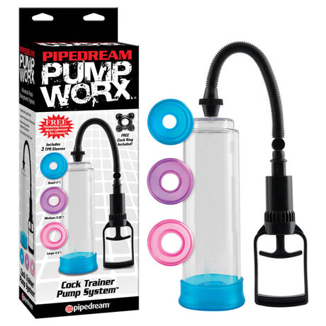 Pump Worx Cock Trainer Pump System - Clear Penis Pump with 3 Sleeves - Naughty by Nature Adult Store