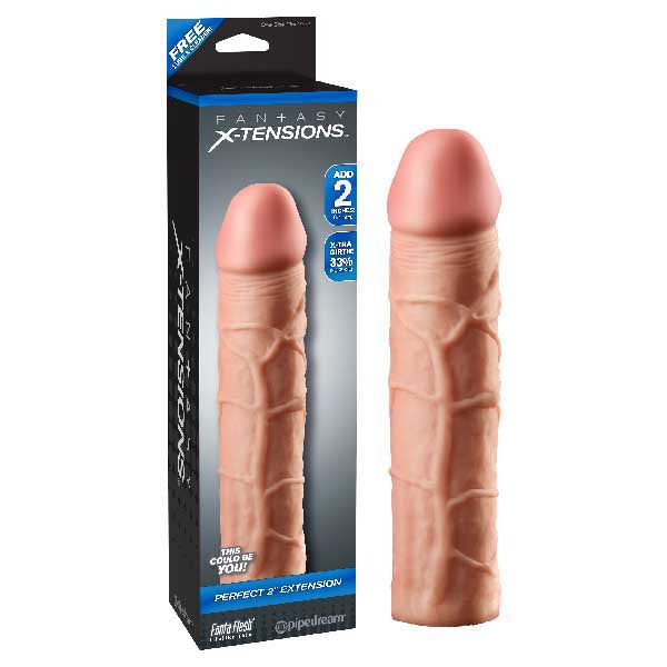 Fantasy X-tensions Perfect 2'' Extension - Flesh Penis Extension Sleeve - Naughty by Nature Adult Store