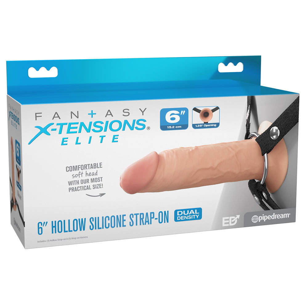FX Elite 6'' Silicone Hollow Strap-On - Flesh 15.2 cm - Naughty by Nature Adult Store