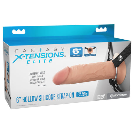 FX Elite 6'' Silicone Hollow Strap-On - Flesh 15.2 cm - Naughty by Nature Adult Store
