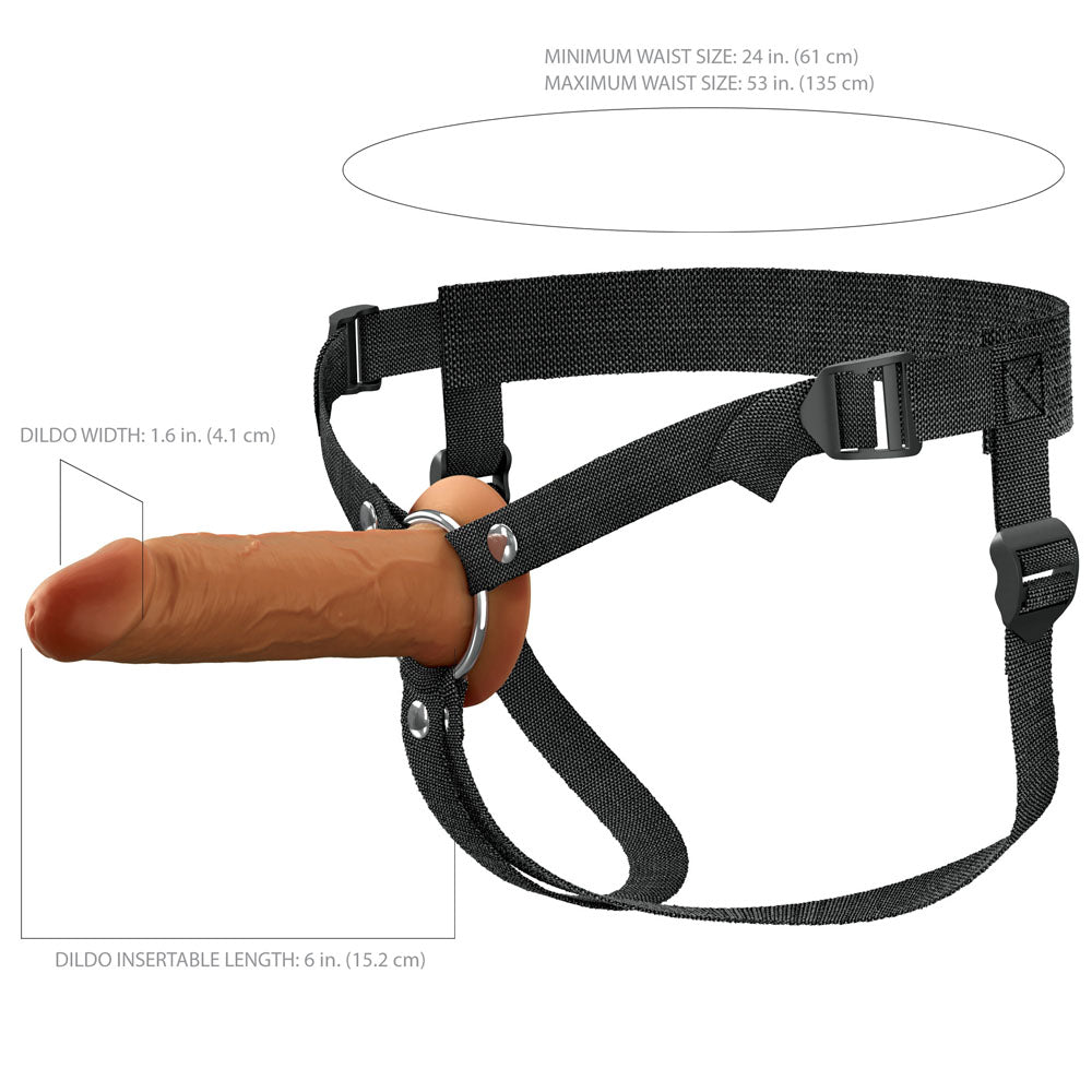 FX Elite 6'' Silicone Hollow Strap-On - Tan 15.2 cm - Naughty by Nature Adult Store