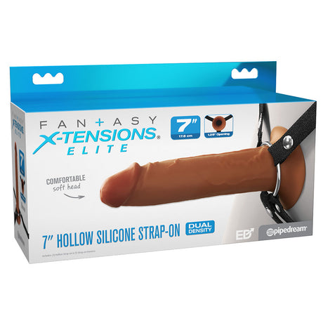 FX Elite 7'' Silicone Hollow Strap-On - Tan 17.8 cm - Naughty by Nature Adult Store