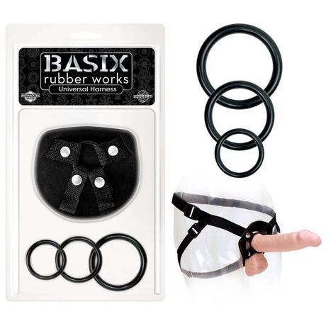 Basix Rubber Works Universal Harness - Black Strap-On Harness (No Probe Included) - Naughty by Nature Adult Store