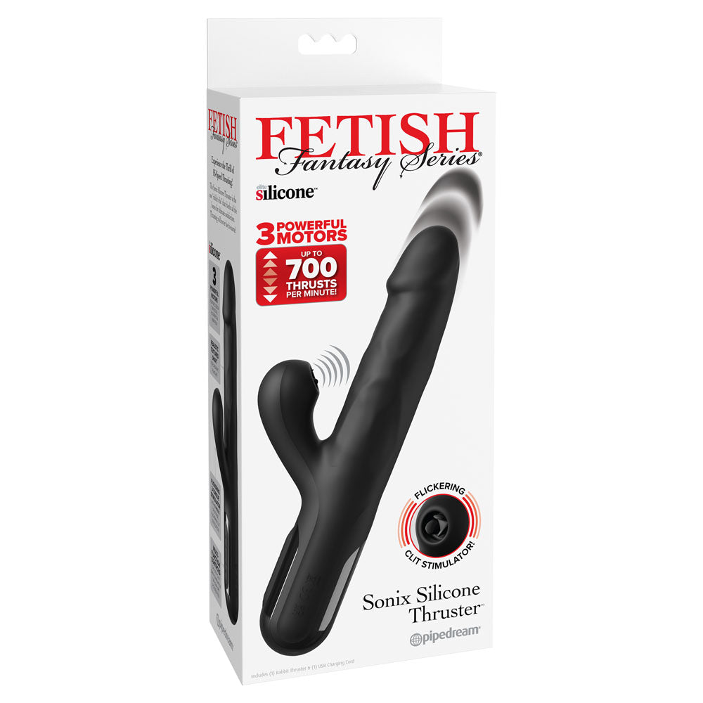 FFS Sonix Silicone Thruster Vibrator with Flicking Clit Stim