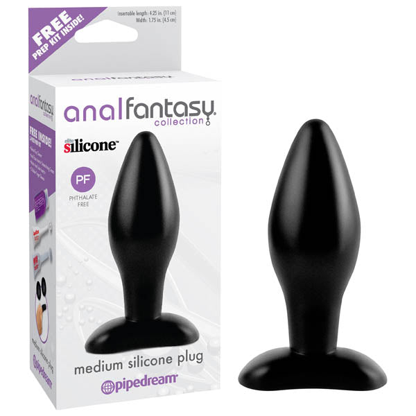 Anal Fantasy Collection Medium Silicone Plug - Black 11 cm (4.25'') Butt Plug - Naughty by Nature Adult Store