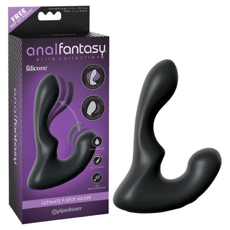 Anal Fantasy Elite Collection Ultimate P-Spot Milker - Black USB Rechargeable Vibrating Prostate Massager - Naughty by Nature Adult Store