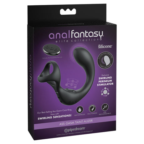Anal Fantasy Elite Ass-Gasm Taint-alizer - Black USB Rechargeable Prostate Massage with Cock Ring - Naughty by Nature Adult Store