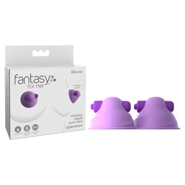 Fantasy For Her Vibrating Nipple Suck-Hers - Purple 5 cm Vibrating Nipple Suckers - Set of 2 - Naughty by Nature Adult Store