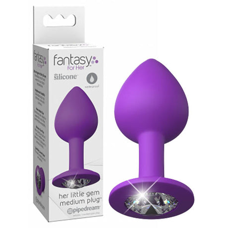 Fantasy For Her Little Gem Medium Plug - Purple 8.1 cm Butt Plug With Jewel Base - Naughty by Nature Adult Store