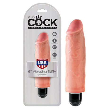 King Cock 6'' Vibrating Stiffy - Flesh 15.2 cm Vibrating Dong - Naughty by Nature Adult Store