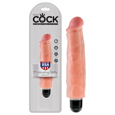 King Cock 7'' Vibrating Stiffy - Flesh 17.8 cm Vibrating Dong - Naughty by Nature Adult Store
