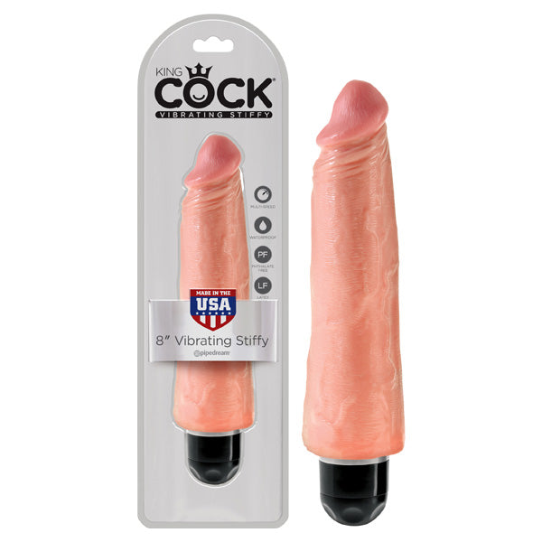 King Cock 8'' Vibrating Stiffy Flesh Vibrating Dong - Naughty by Nature Adult Store