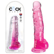 King Cock Clear 8'' Cock with Balls - Pink - Pink 20.3 cm Dong - Naughty by Nature Adult Store