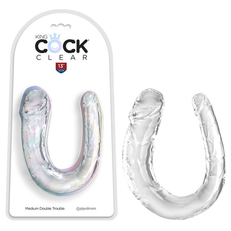 King Cock Clear Medium Double Trouble - Clear Medium Double Penetration Dong - Naughty by Nature Adult Store