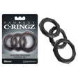 Fantasy C-Ringz Silicone Designer Stamina Set - Black Cock Rings - Set of 3 Sizes - Naughty by Nature Adult Store