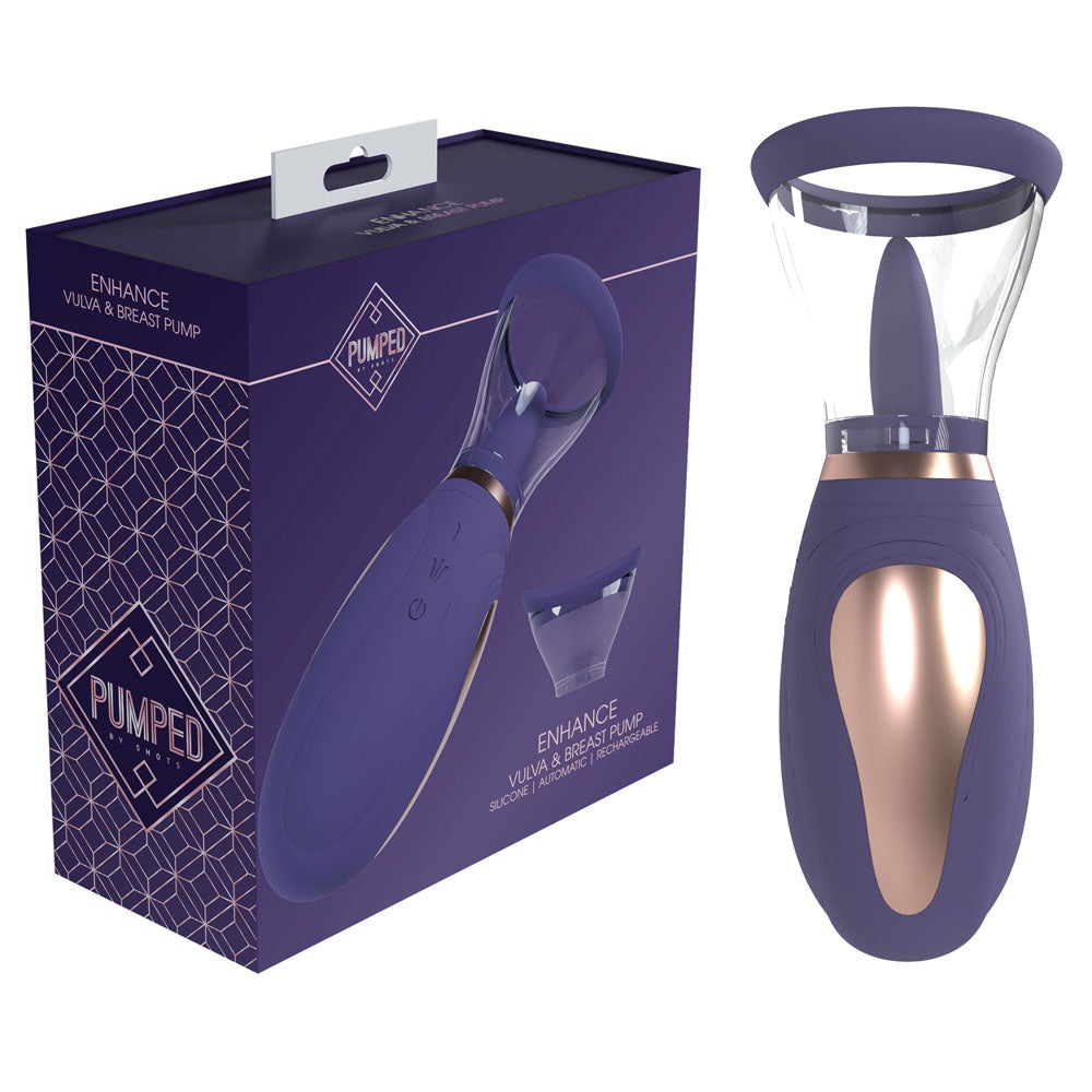 PUMPED Enhance Auto Vulva & Brest Pump - Purple - Purple USB Rechargeable Ladies Pump - Naughty by Nature Adult Store