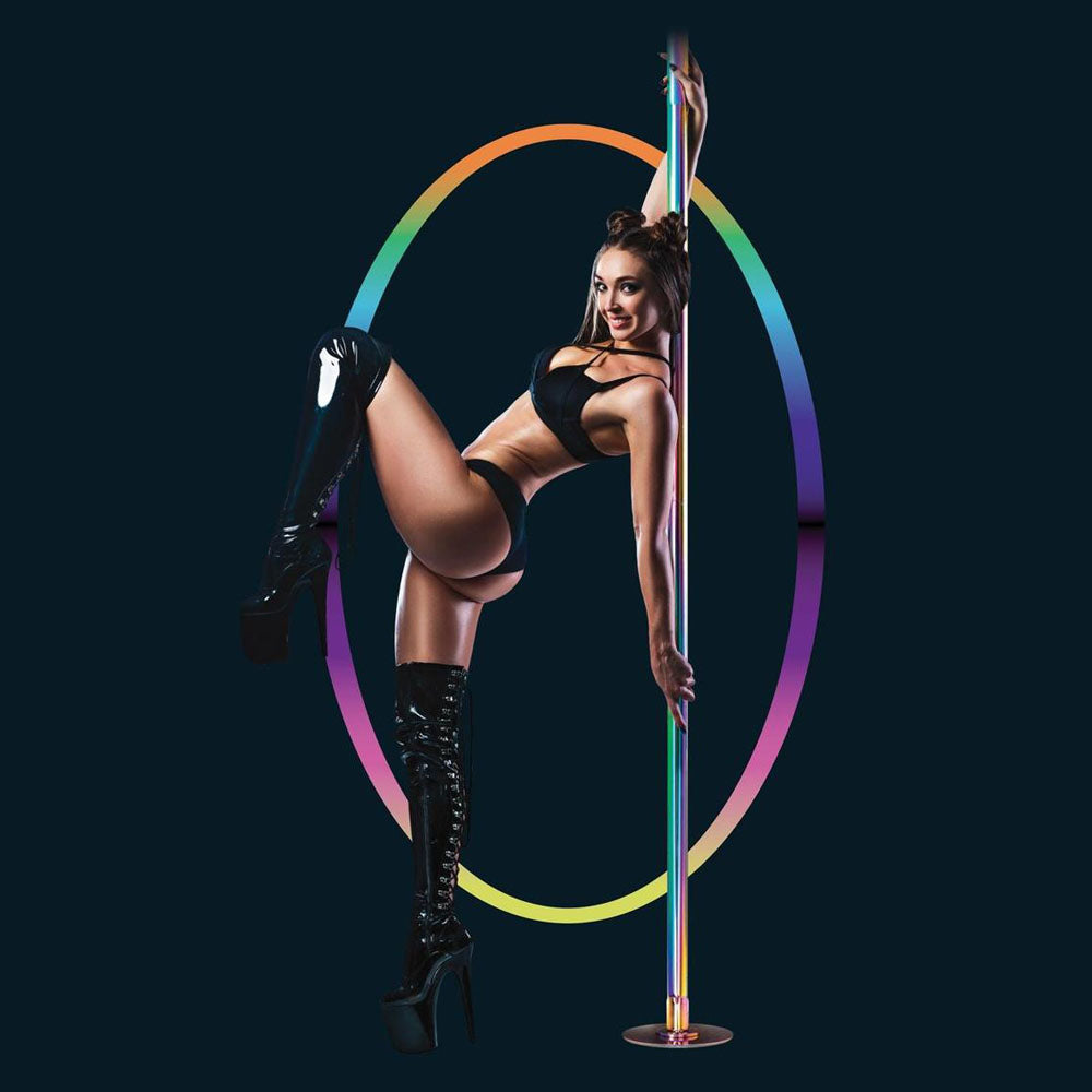Power Pole Pro Rainbow Chrome Dance Pole Kit Portable Height Adjustable Studio Quality