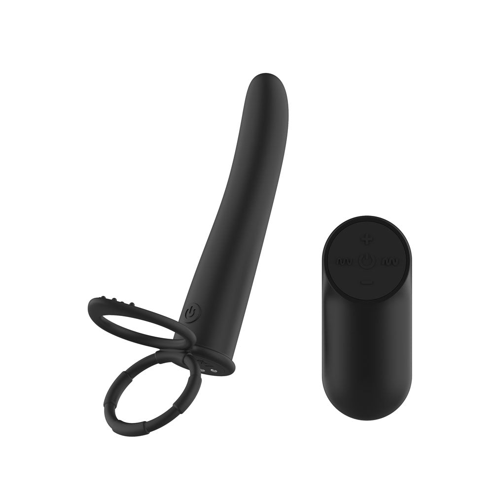 Passion Play USB Rechargeable Vibrating Double Penetrator Cock Ring With Remote
