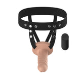 Vibrating Hollow Strap On Realistic Flesh With Remote