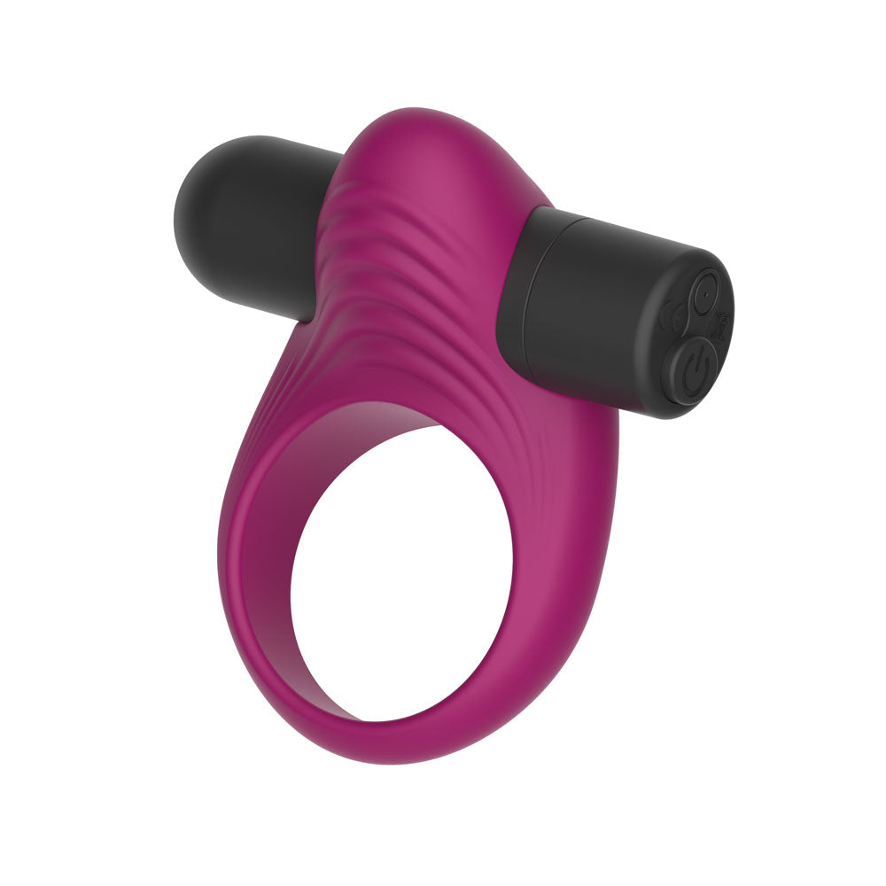 Passion Play Silicone Vibrating Penis Ring Purple USB Rechargeable