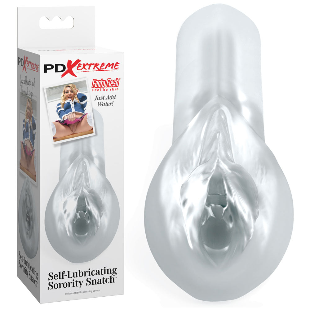Pipedream Extreme Toyz Self Lubricating Sorority Snatch Clear Vagina Stroker