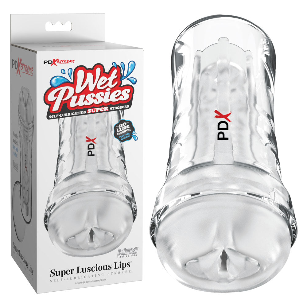 PDX Extreme Wet Pussy Stroker Clear Self Lubricating Vagina Stroker