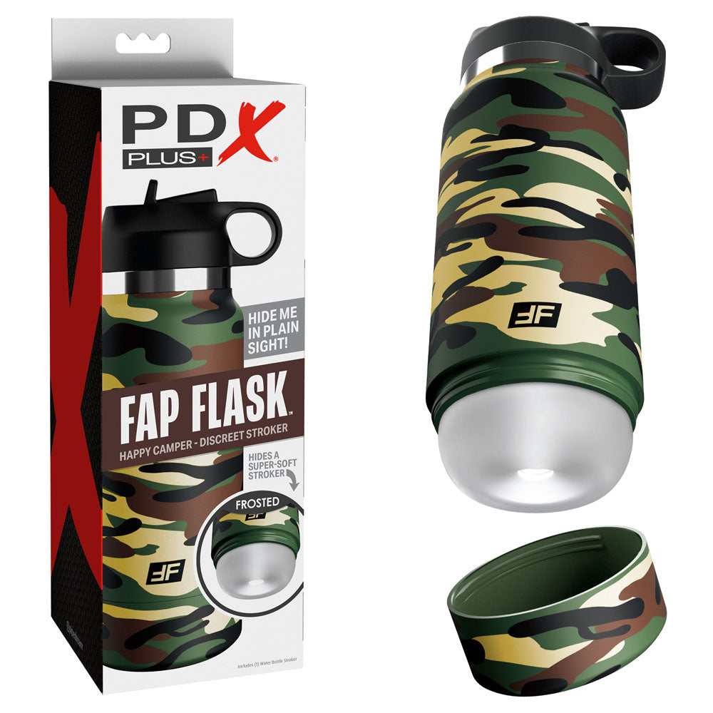 PDX Plus Fap Flask - Happy Camper - Frosted Discreet Stroker - Naughty by Nature Adult Store